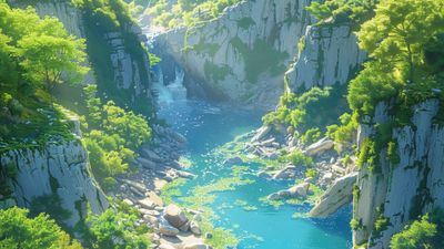 Peaceful Canyon River Oasis 4K Wallpaper