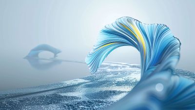 Abstract Blue And Yellow Frozen Wave 4K Wallpaper