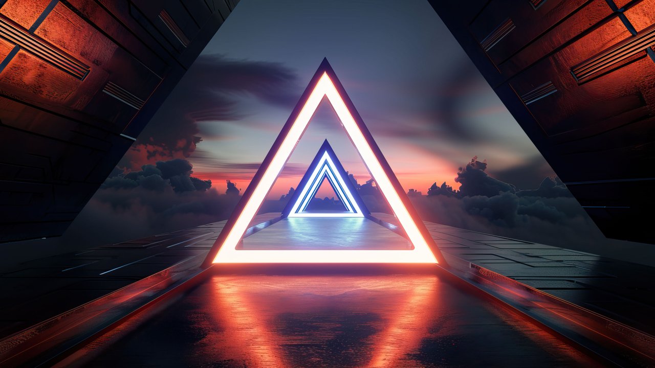 Futuristic Triangle Portal 4K Wallpaper