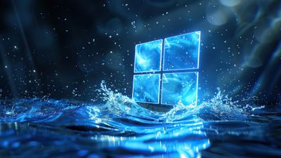 Futuristic Windows Logo In Water Splash 4K Wallpaper