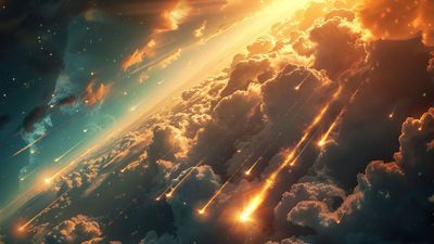Sunset Clouds Cosmic Rays 4K Wallpaper