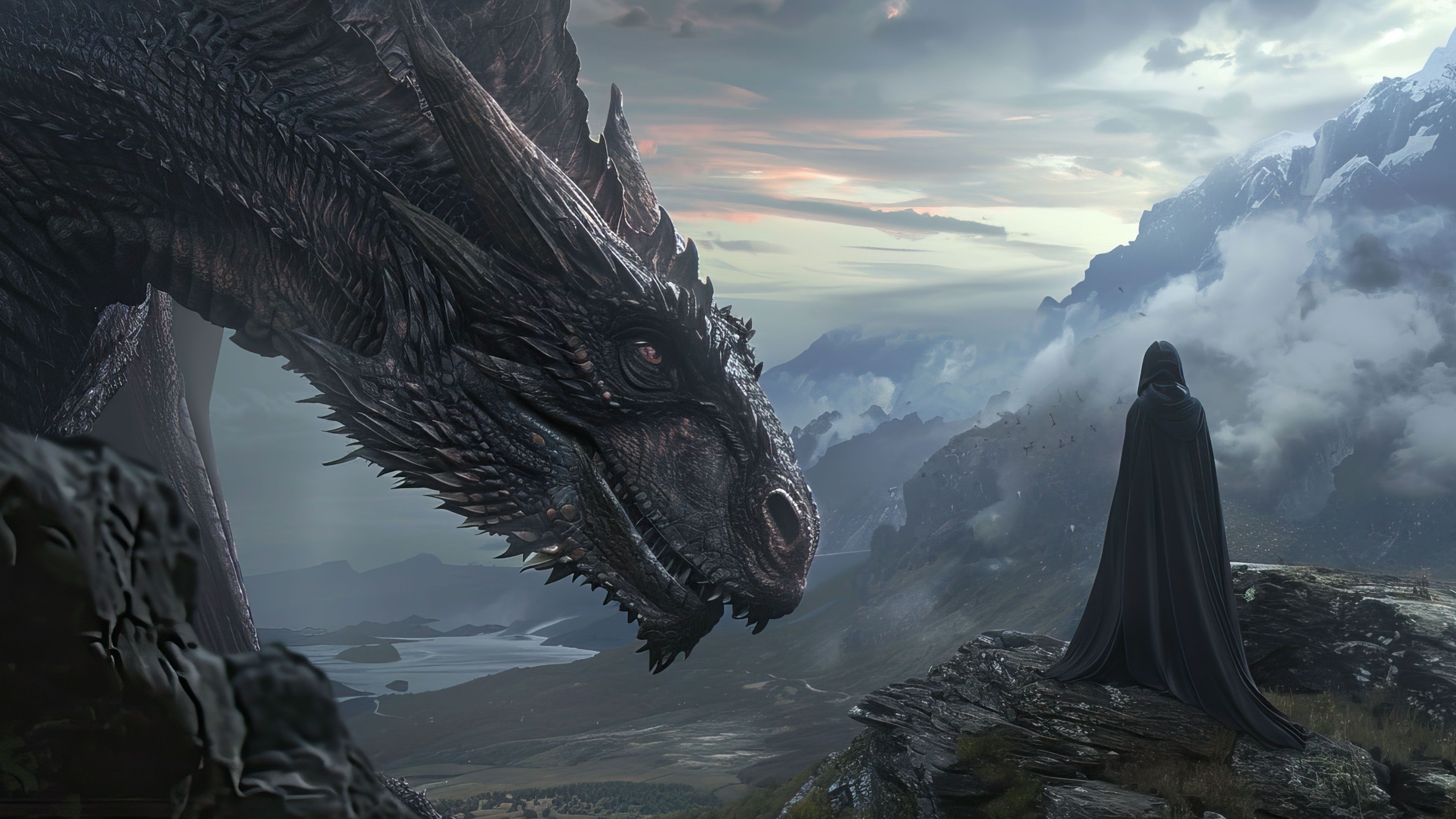 Dragon Meets The Master 4K Wallpaper