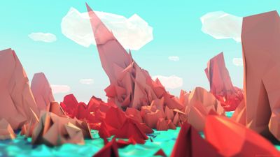 Abstract Polygon Mountain Landscape 4K Wallpaper