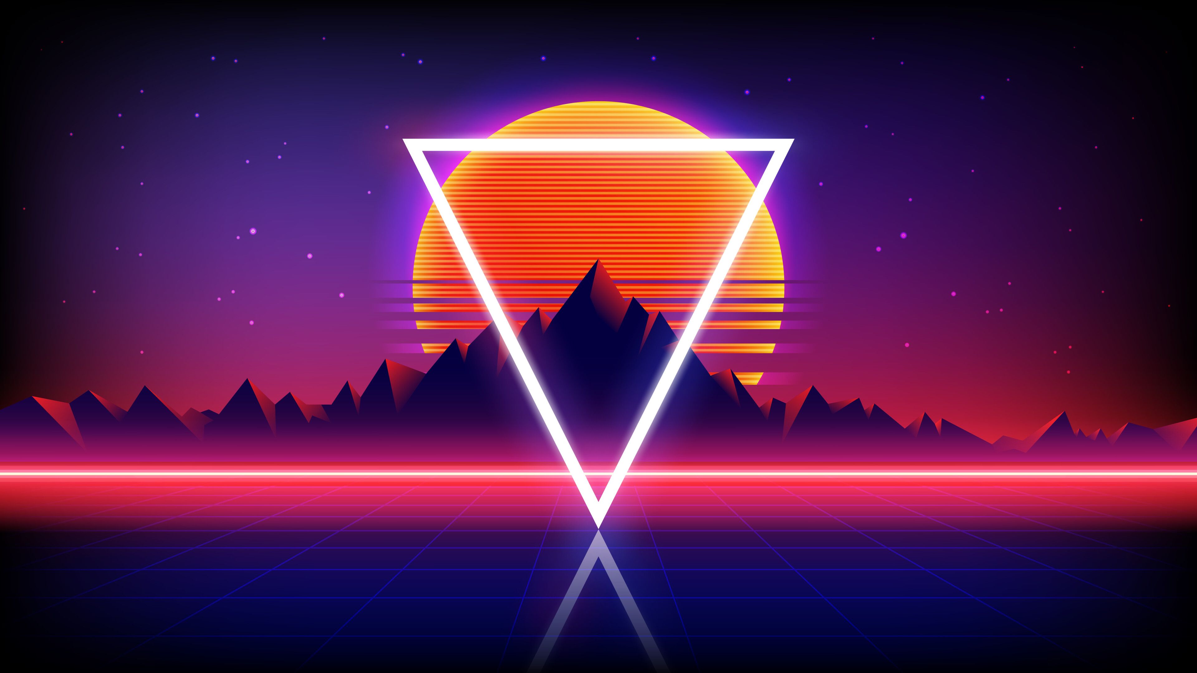 Retrowave Synthwave Abstract Sunset 4K Wallpaper