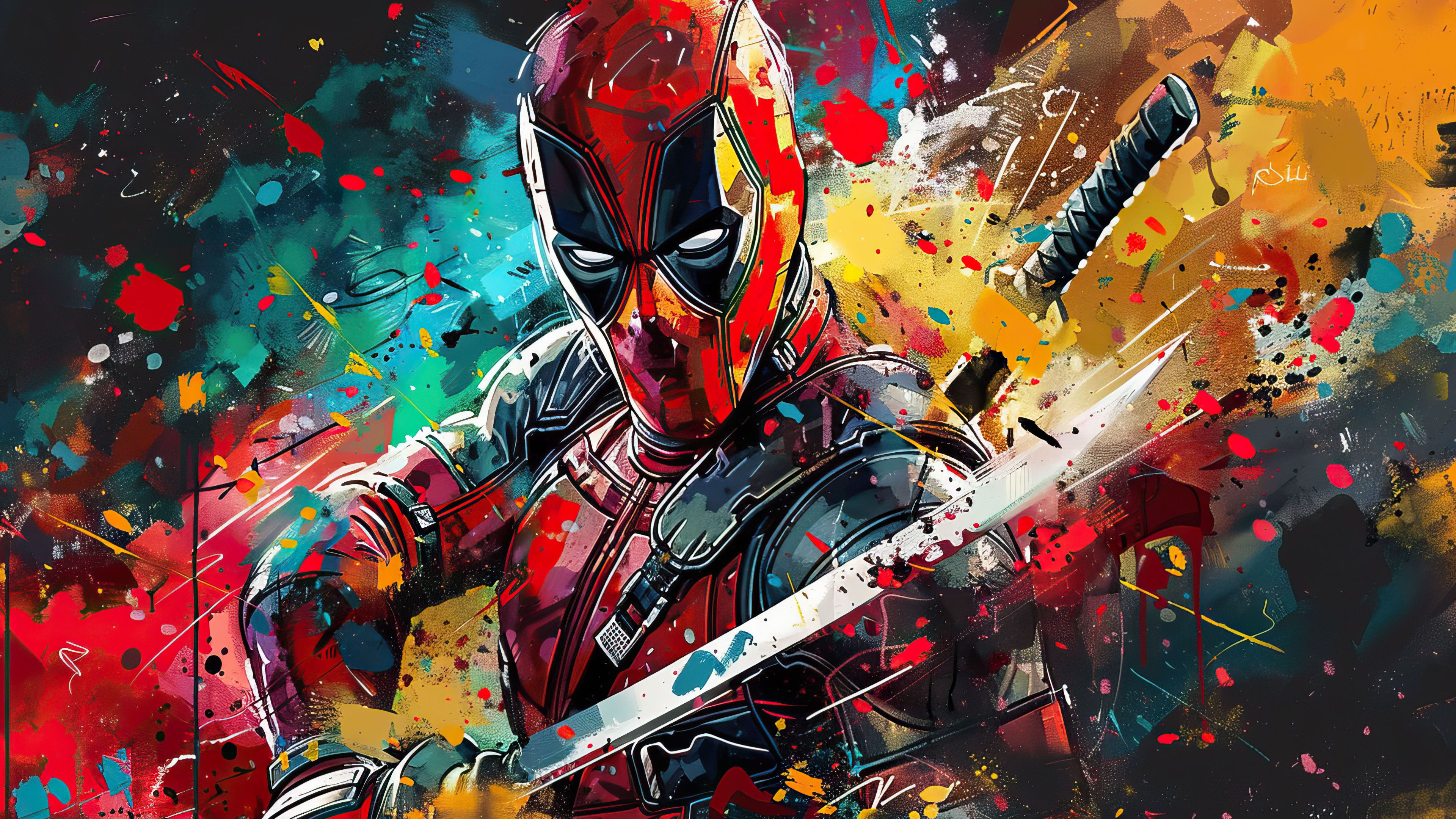 Abstract Deadpool Action 4K Wallpaper