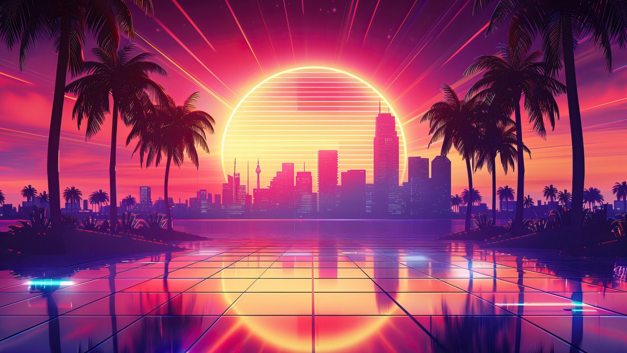 Retro Sunset Cityscape 4K Wallpaper