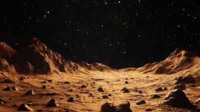 Alien Planet Starry Sky Landscape 4K Wallpaper