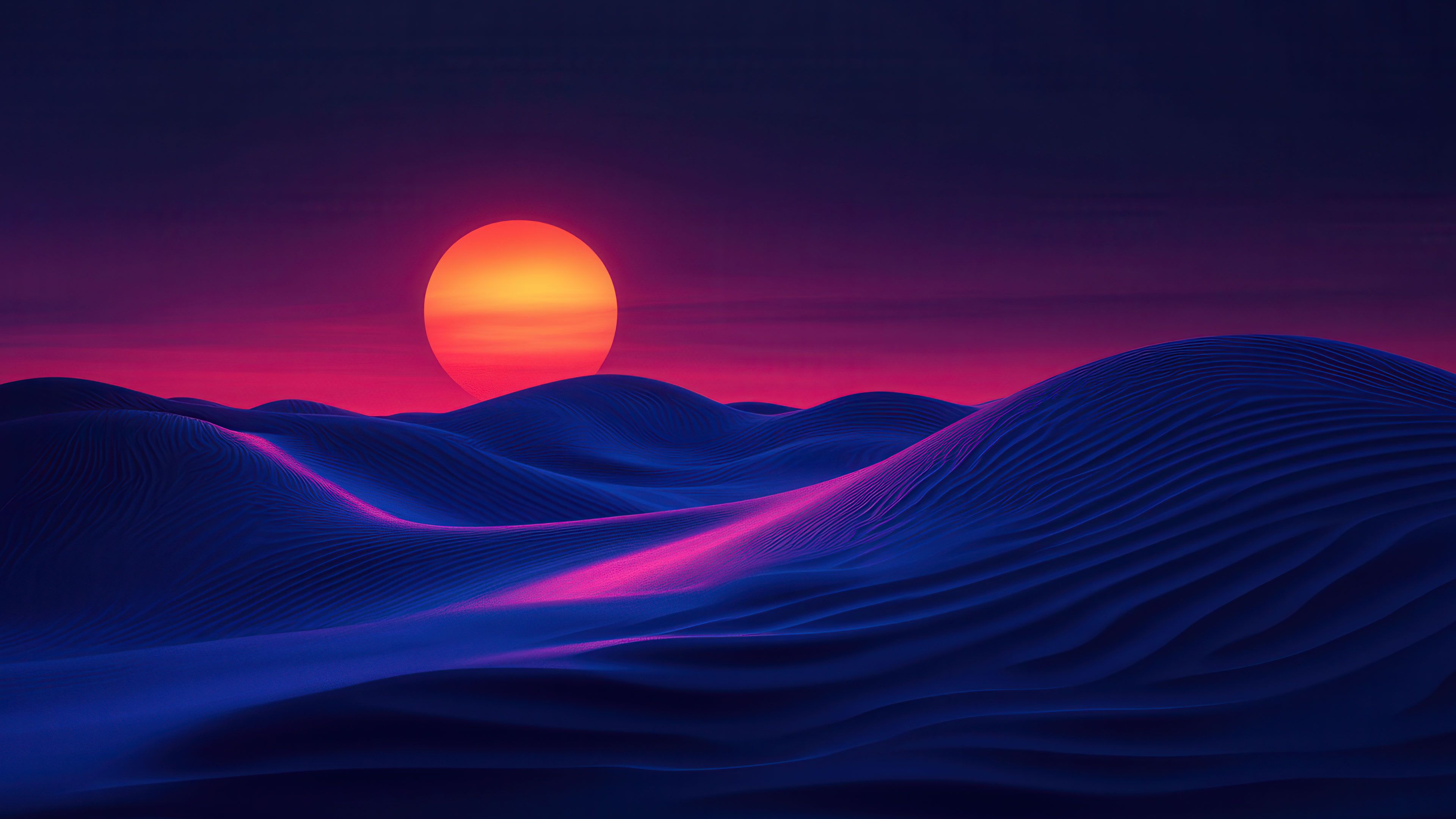 Futuristic Dunes Sunset Glow 4K Wallpaper