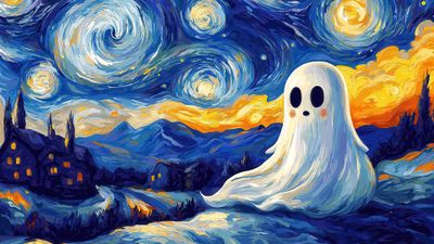 Van Gogh-Style Ghost Under Sky 4K Wallpaper