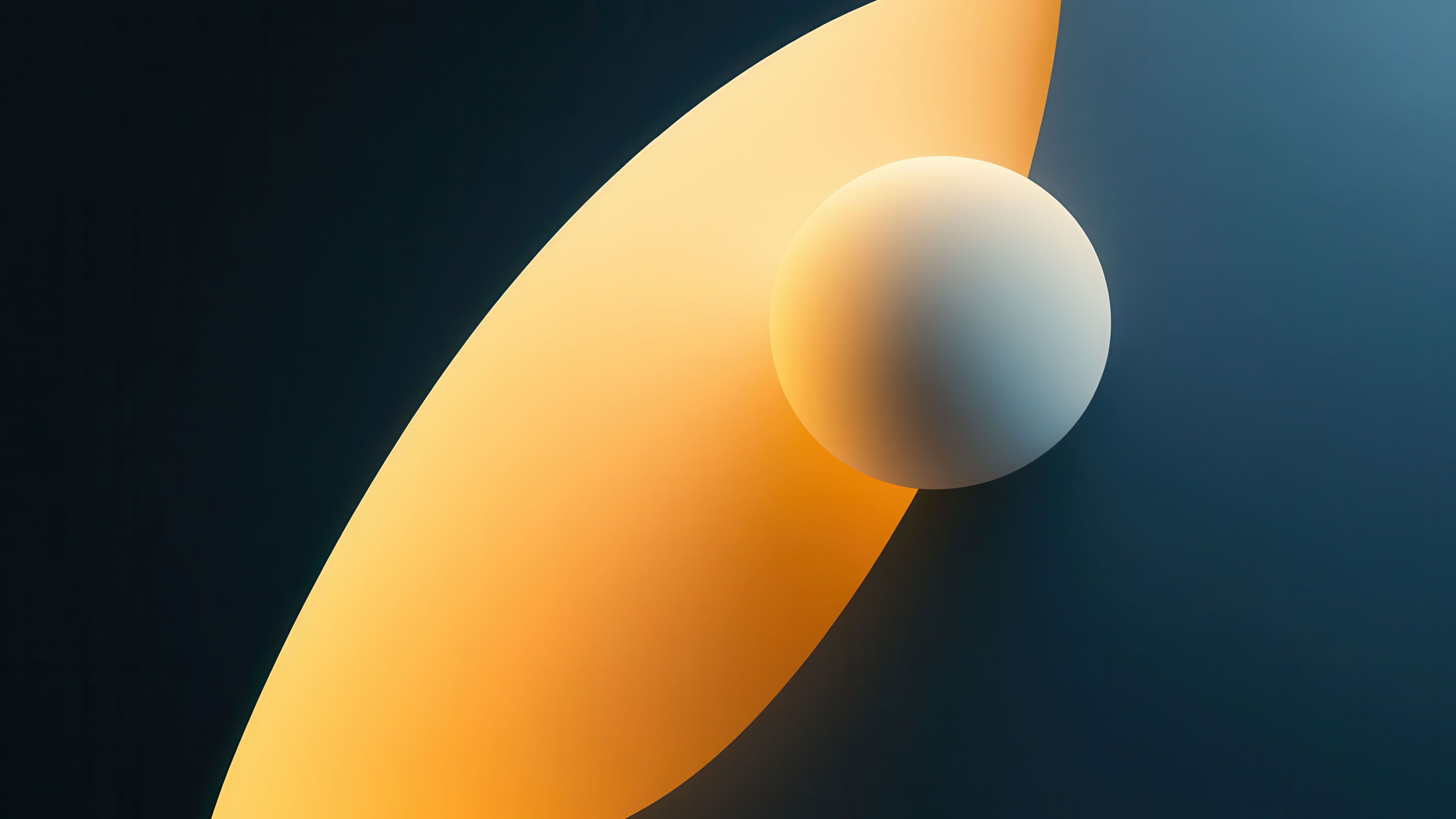 Radiant Gold Curve White Sphere 4K Wallpaper