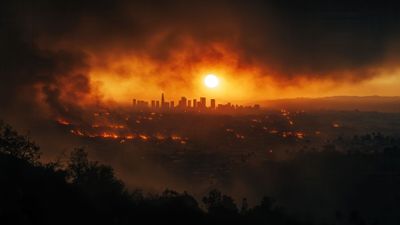 Skyline Amidst Wildfires 4K Wallpaper