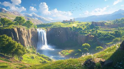 Green Hills Waterfall 4K Wallpaper