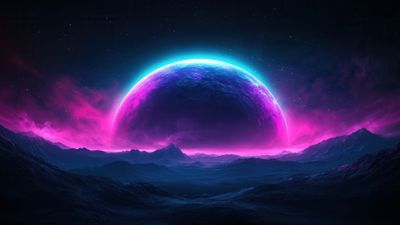 Radiant Planet Dark Alien Terrain 4K Wallpaper