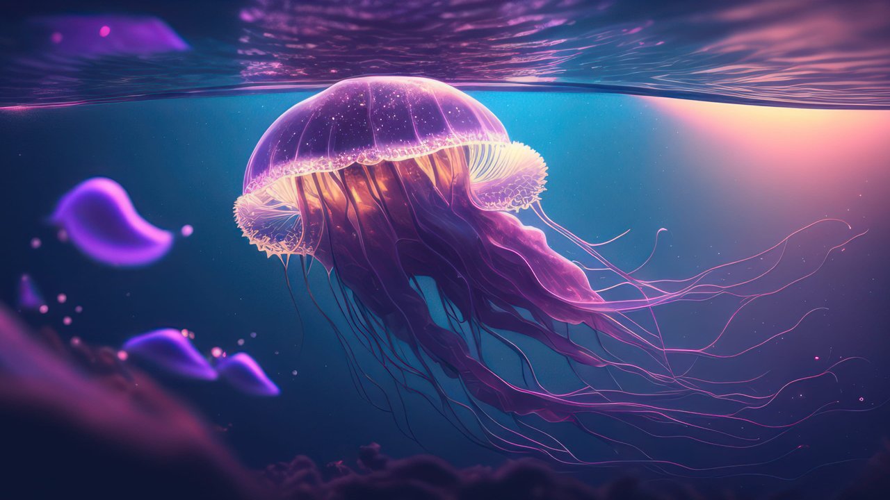 Jellyfish in the Mysterious Deep Sea 4K Desktop Wallpaper
