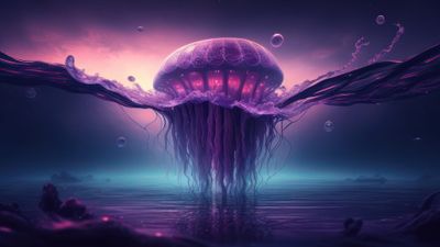 Graceful Purple Jellyfish in the Deep Water 4K Desktop Wallpaper