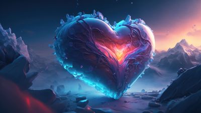 Colorful Frozen Heart, 4K Desktop Wallpaper