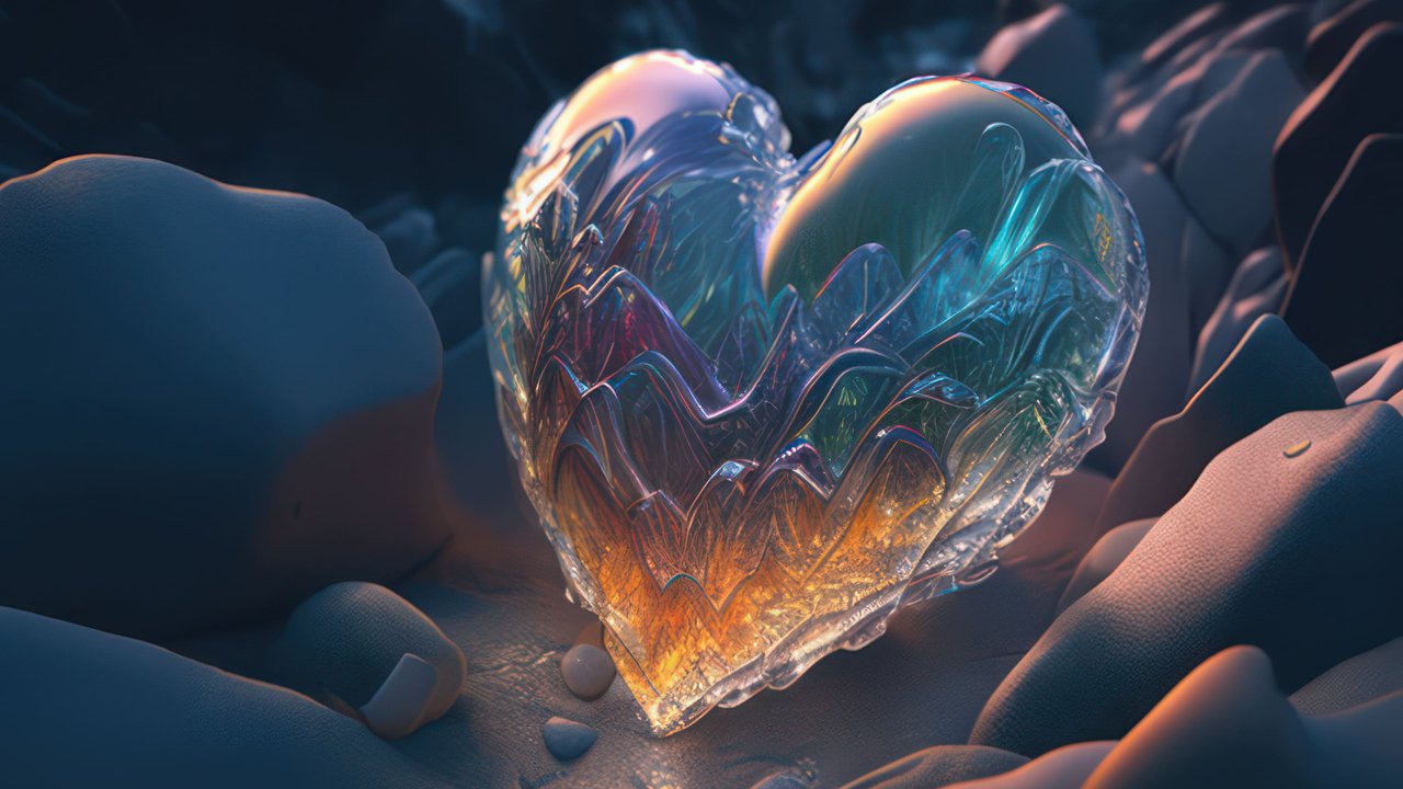 Crystal Heart, 4K Desktop Wallpaper