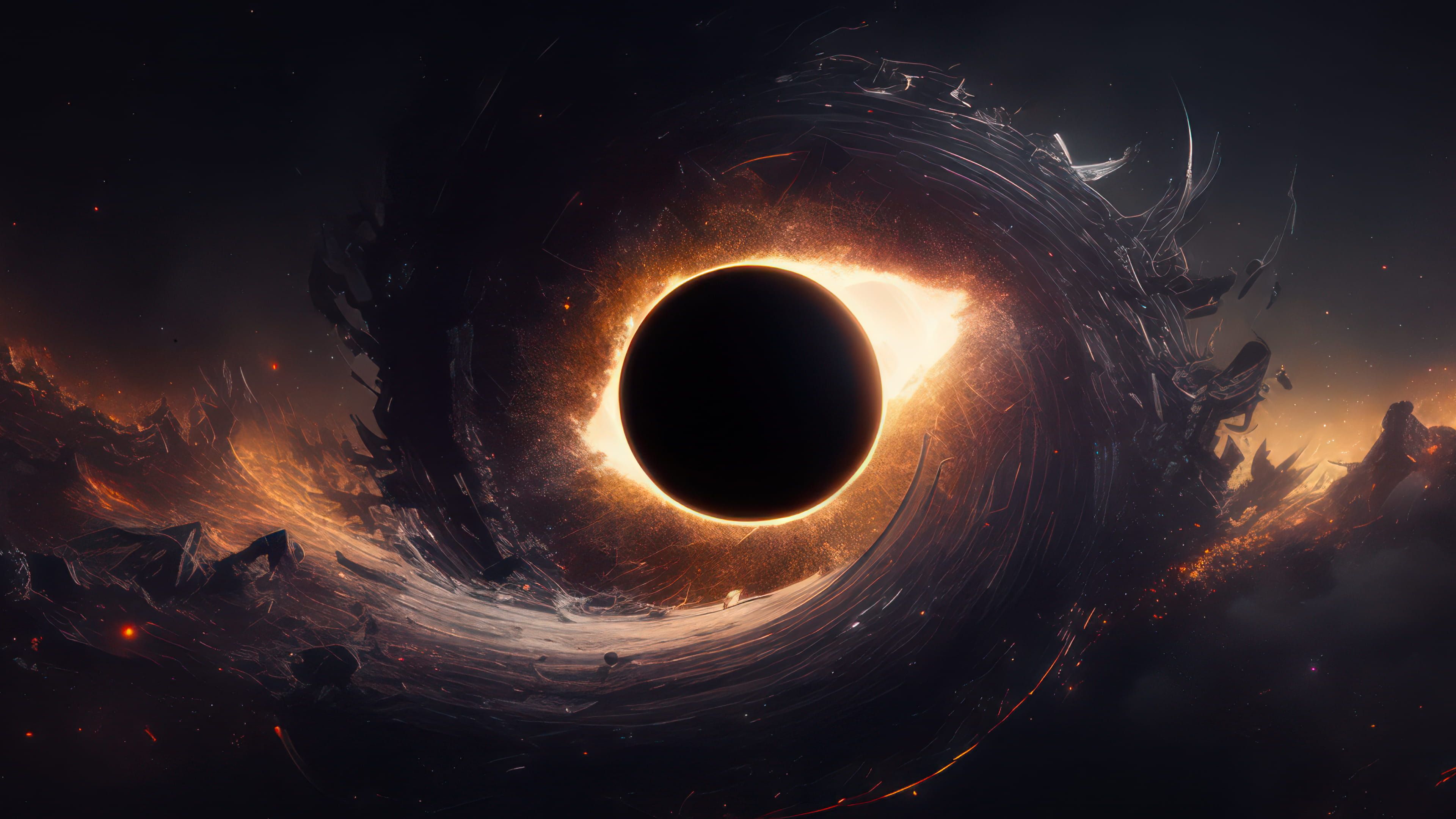 Black Hole in the Vastness of Space 4K Desktop Wallpaper