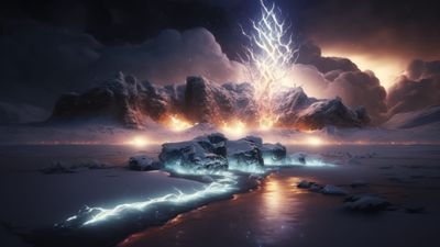 Mountain Lightning Strike 4K Desktop Wallpaper