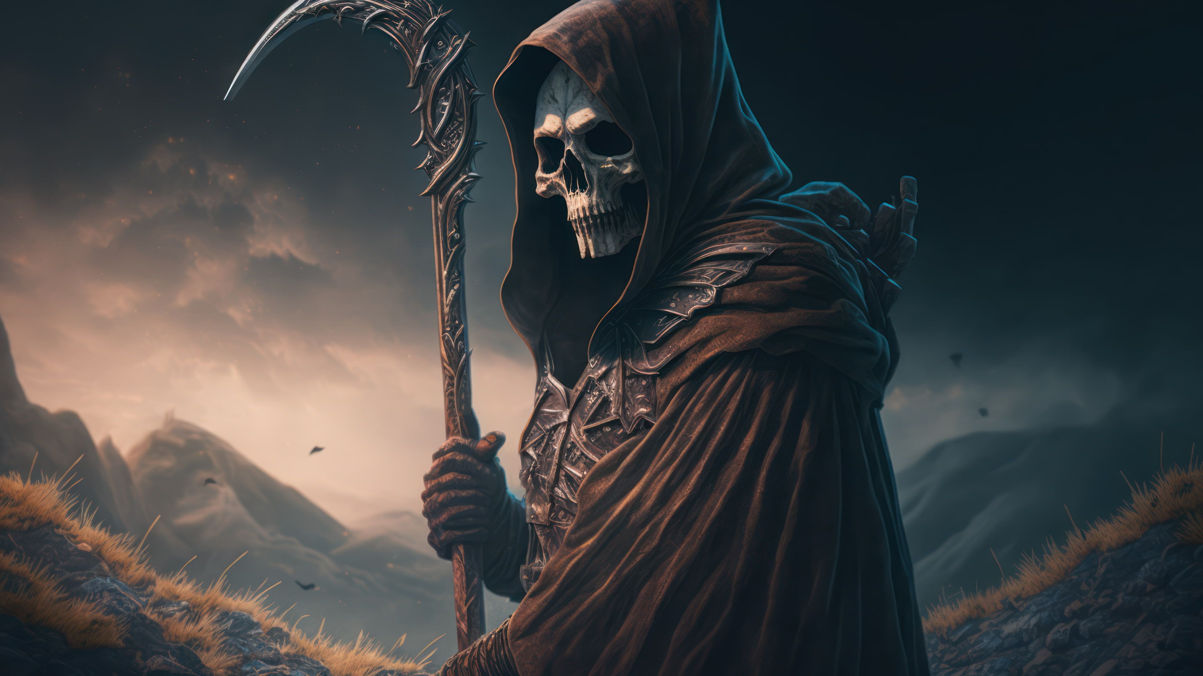 The Grim Reaper with Scythe 4K Desktop Wallpaper