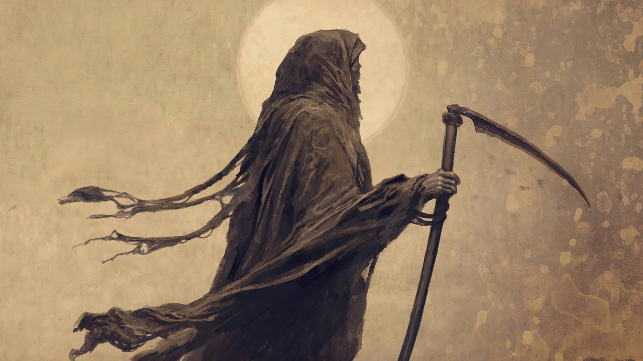 Grim Reaper With Scythe Digital Art 4K Wallpaper