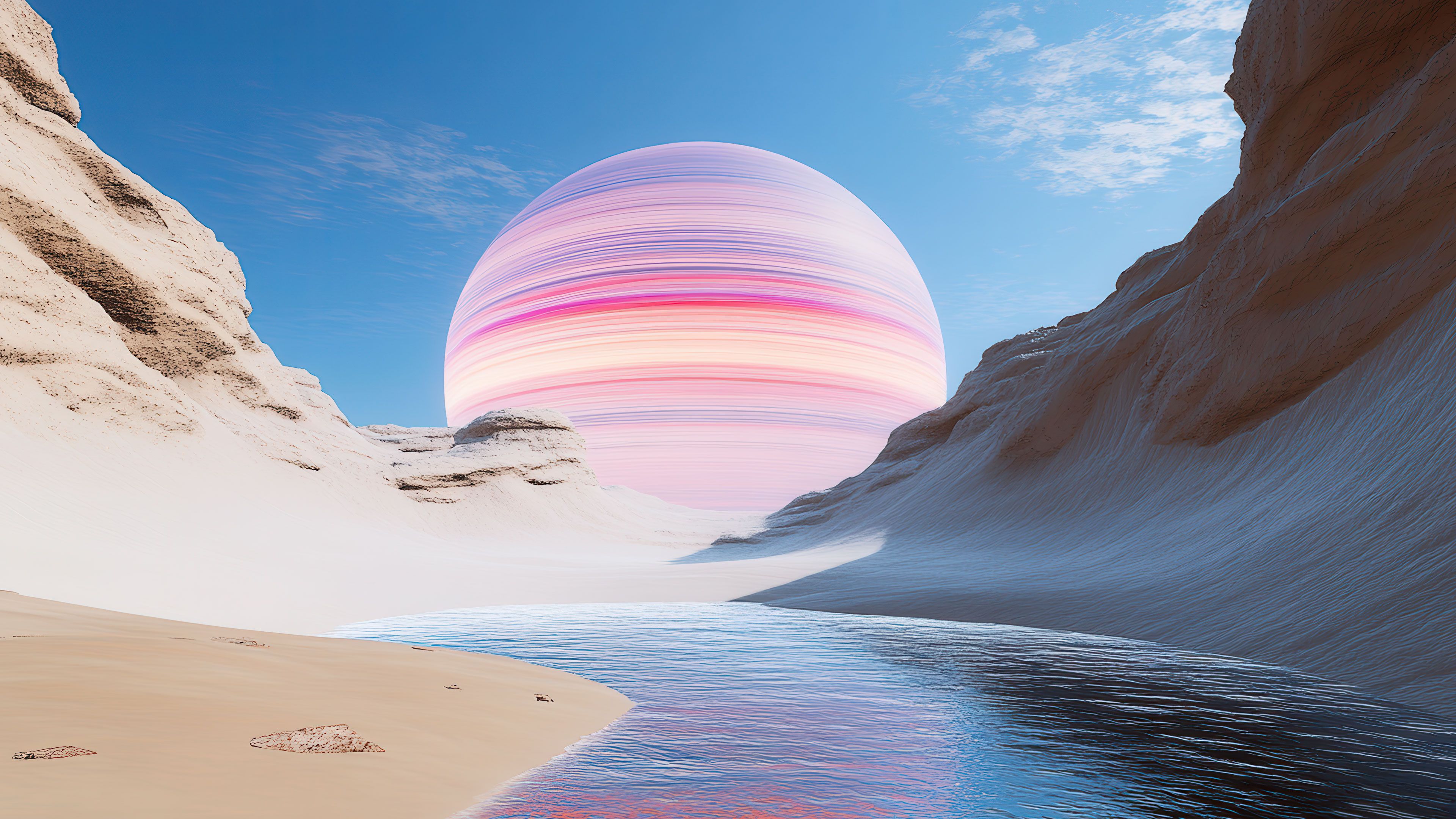 Planet Above Dunes 4K Wallpaper