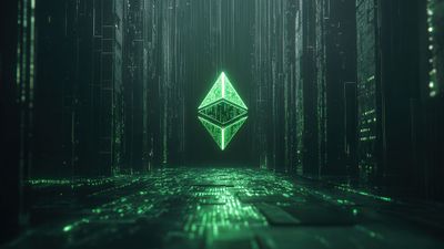 Ethereum Symbol Digital Matrix 4K Wallpaper