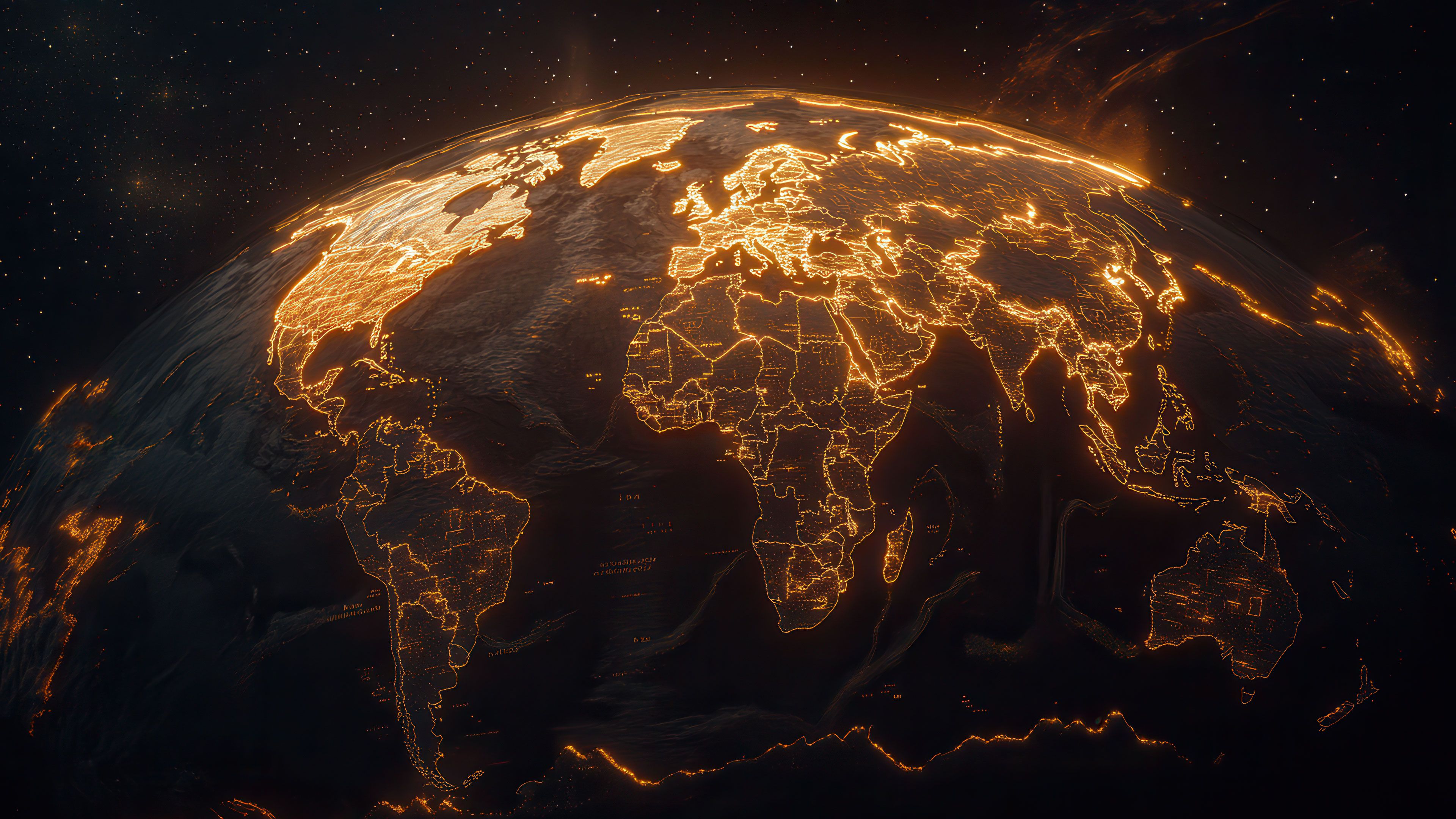 Glowing Earth Cosmic Landscape 4K Wallpaper