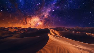Desert Horizon Galactic Night Sky 4K Wallpaper