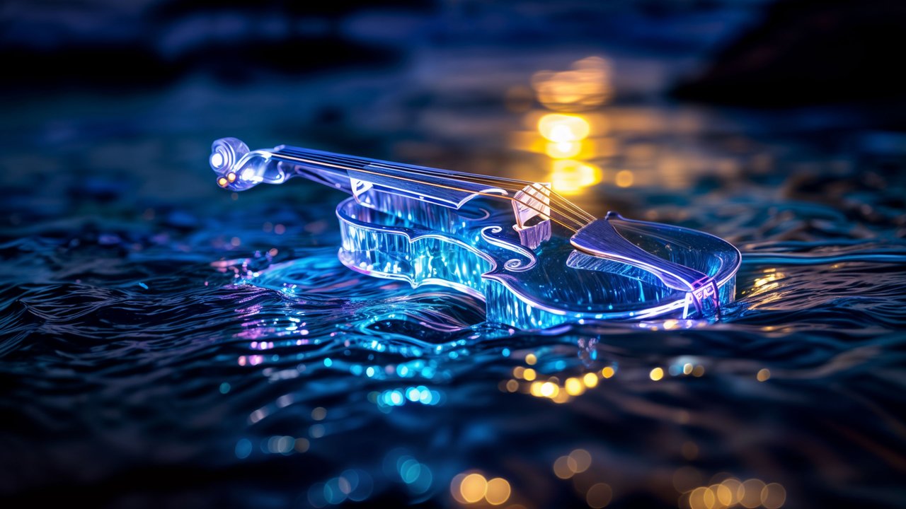 Crystal Violin on Water