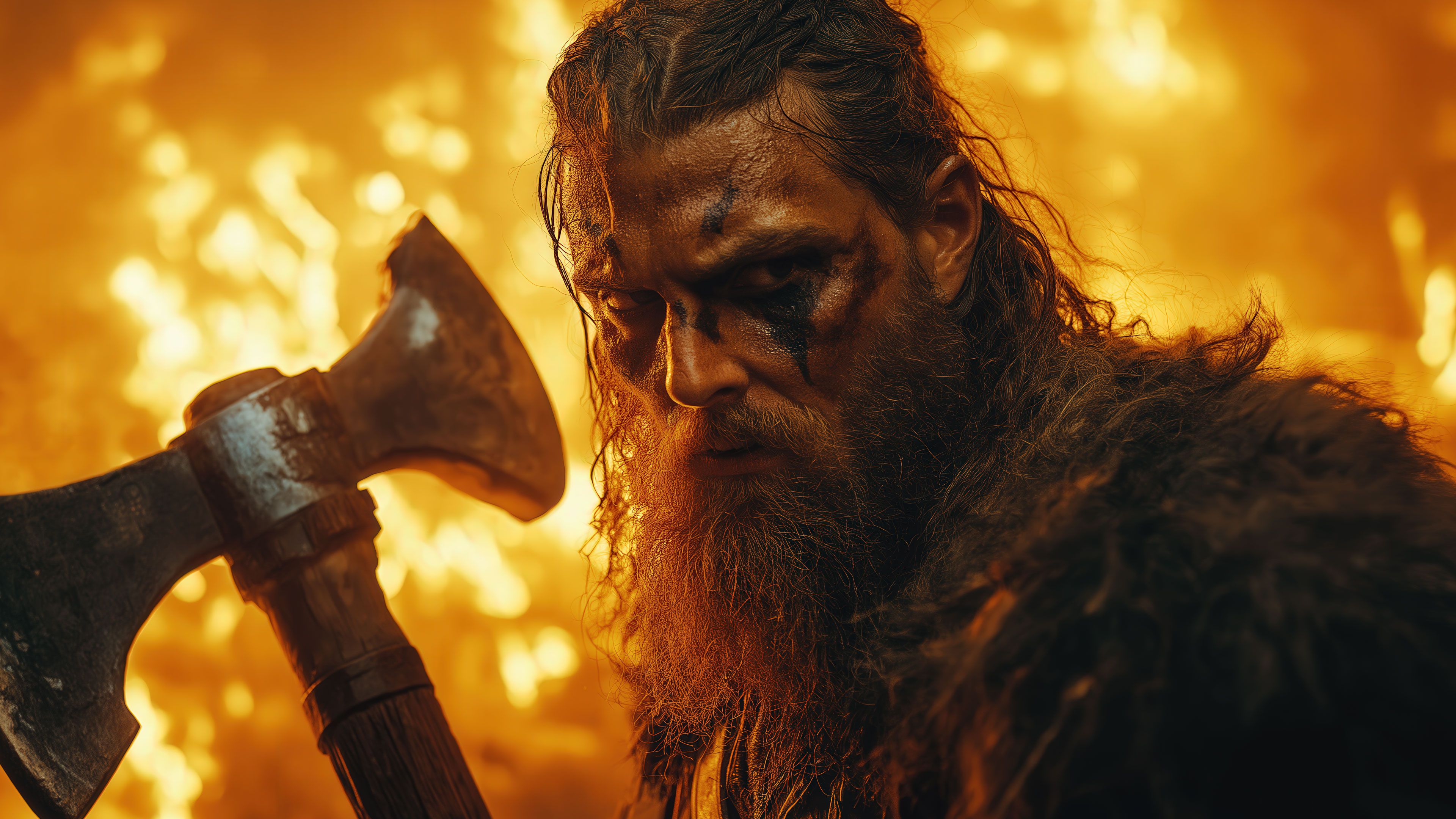 Fierce Viking Warrior in Flames