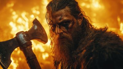 Fierce Viking Warrior in Flames