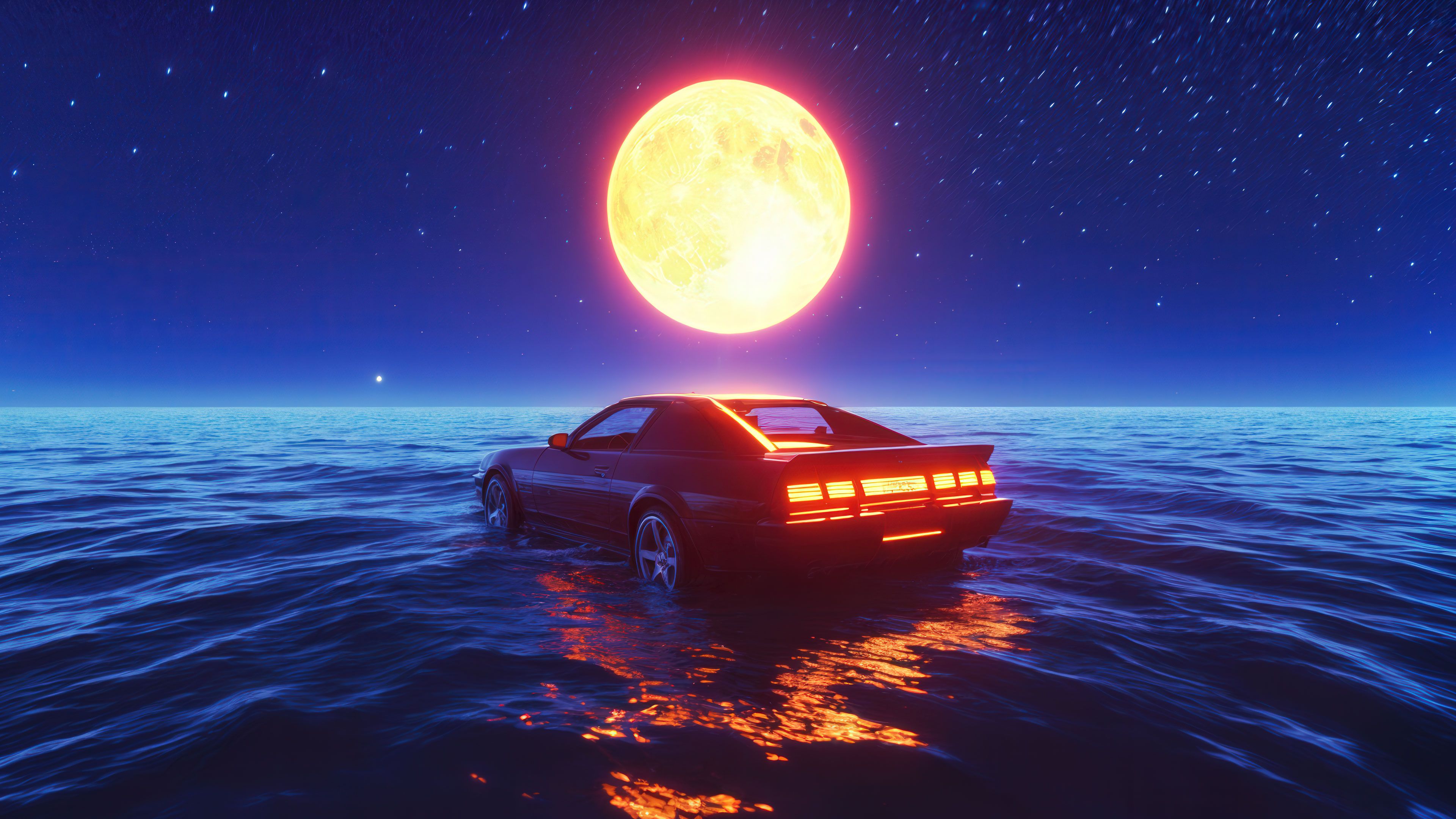 Moonlit Drive by the Ocean