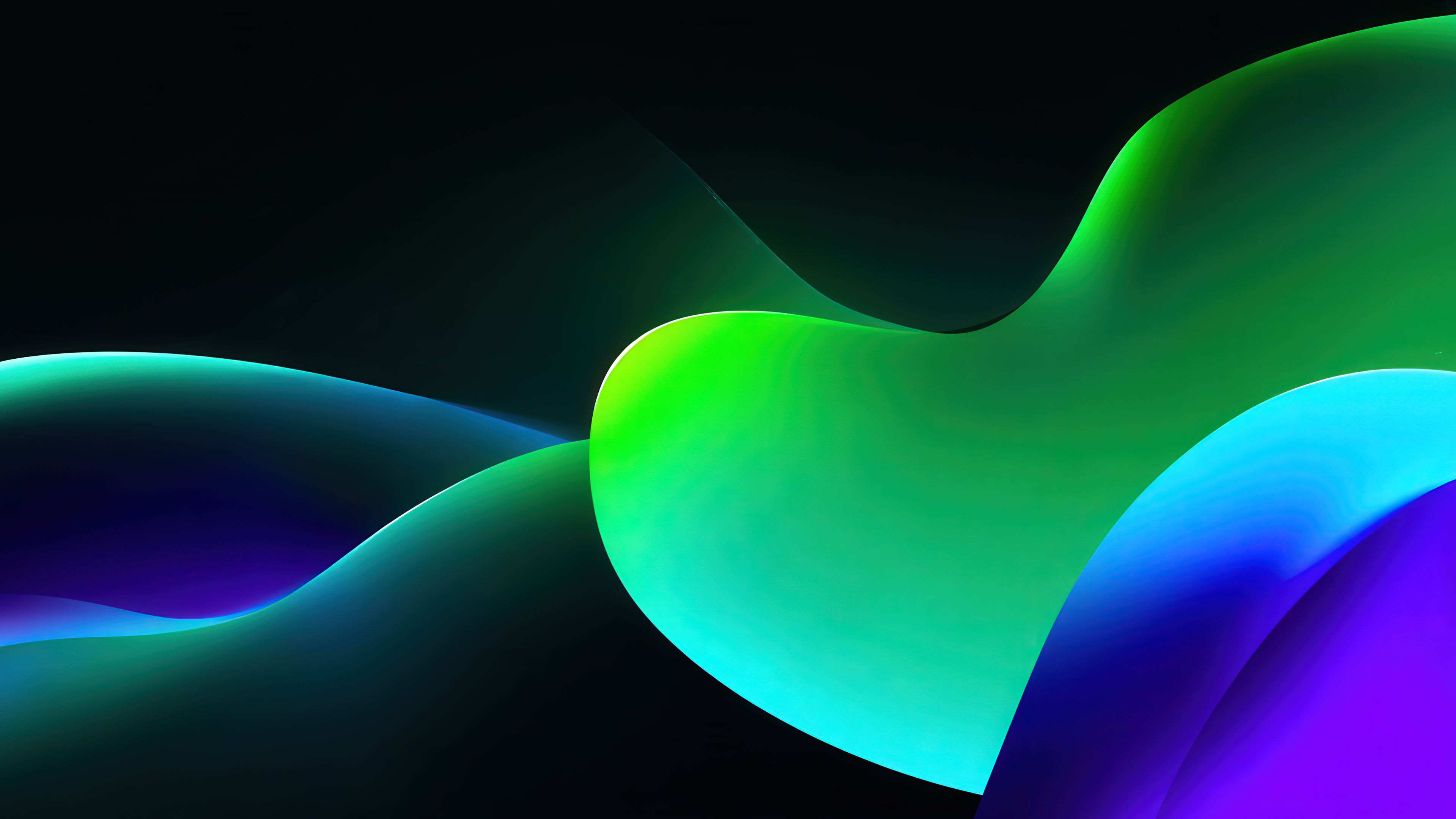 Abstract Waves in Neon Green and Blue