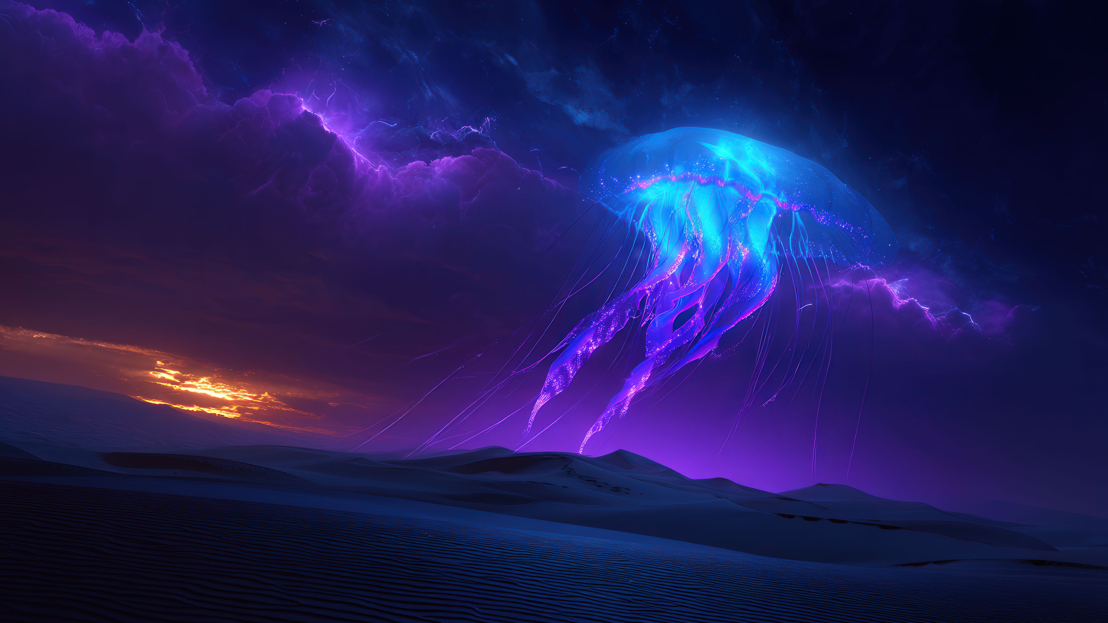 Cosmic Jellyfish Over the Dunes