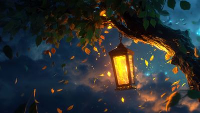 Glowing Lantern in Twilight Breeze
