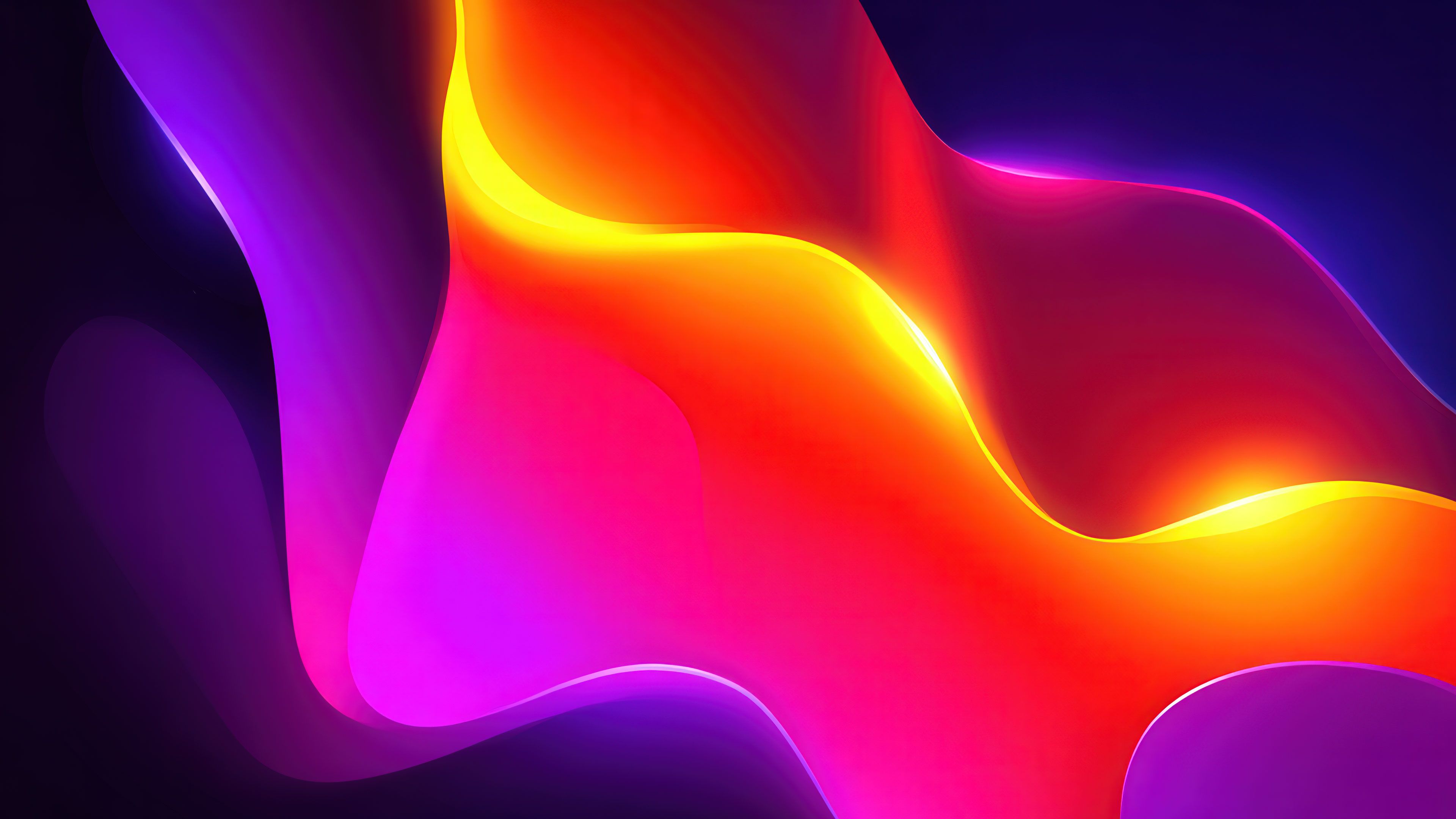 Flowing Abstract Waves in Purple and Orange