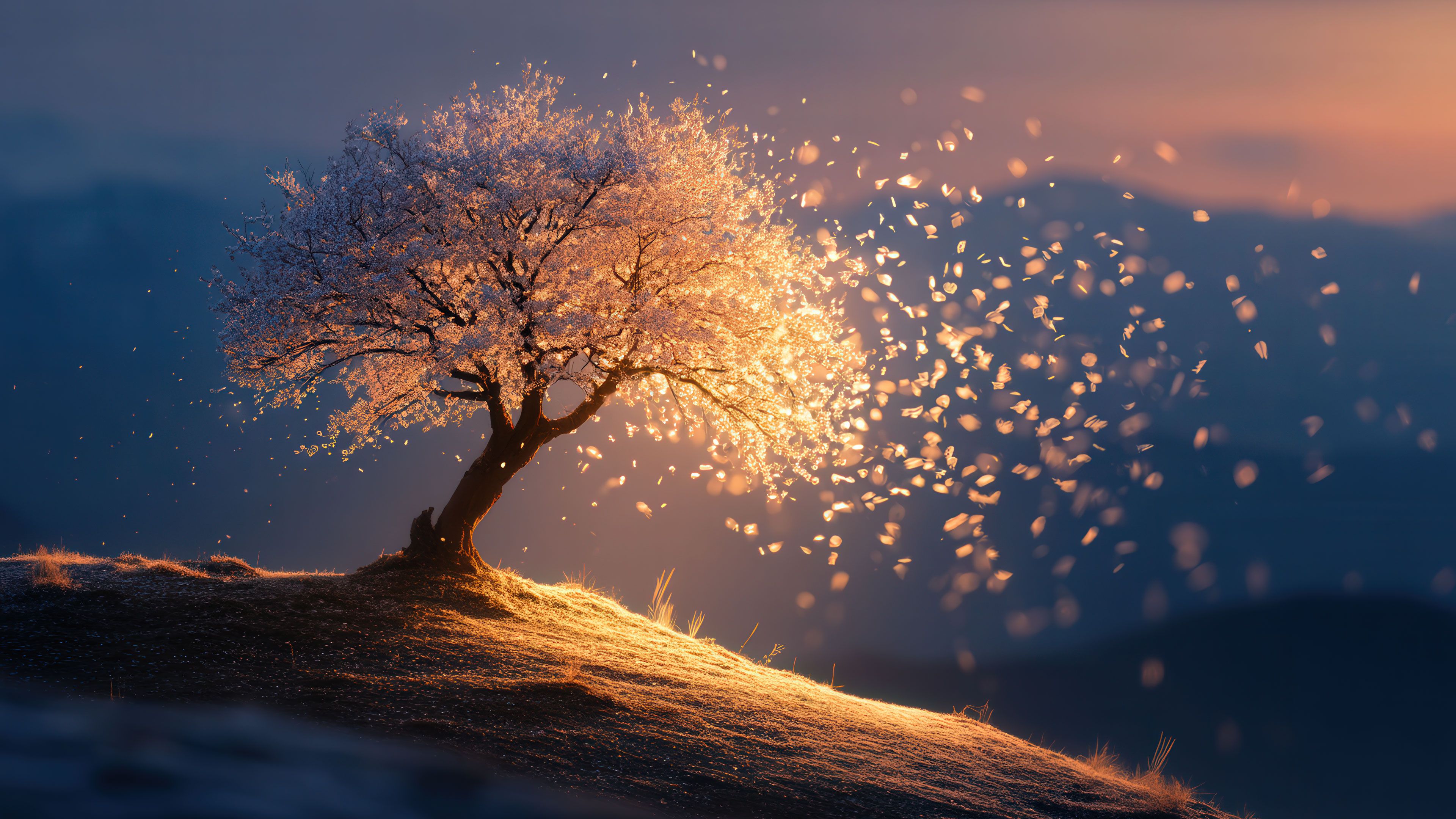 Blowing Petals at Sunset