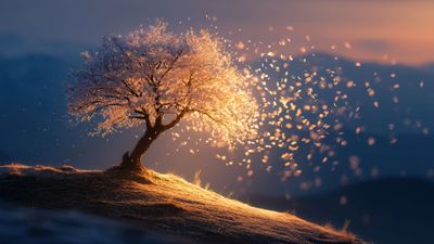 Blowing Petals at Sunset