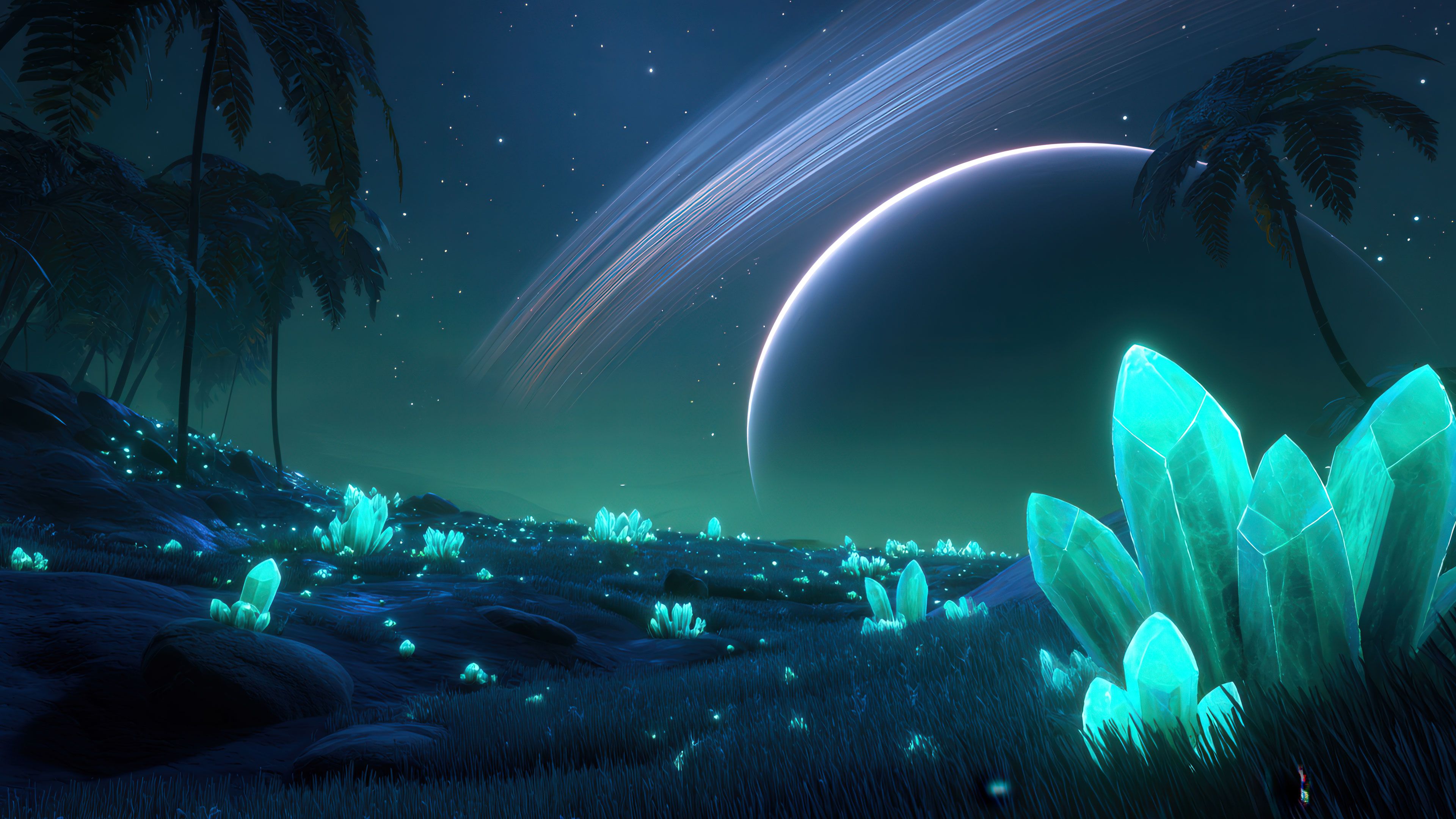 Alien Crystal Meadow Night