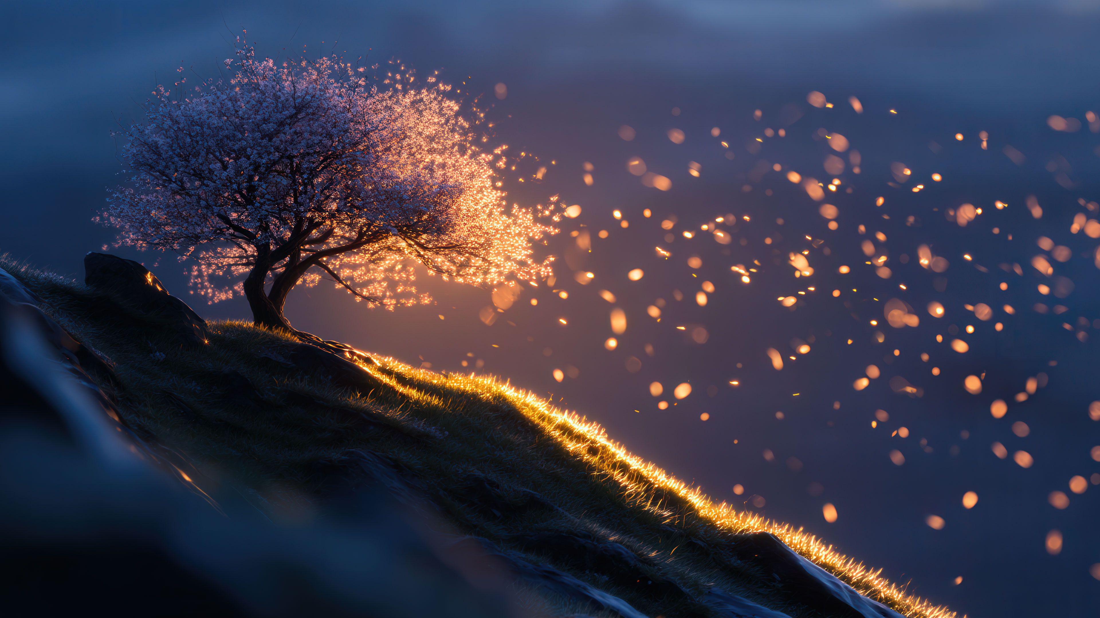 Windblown Petals at Sunset