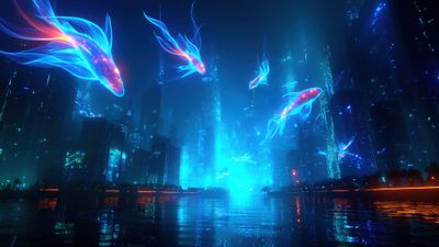 Neon Fish Skyline