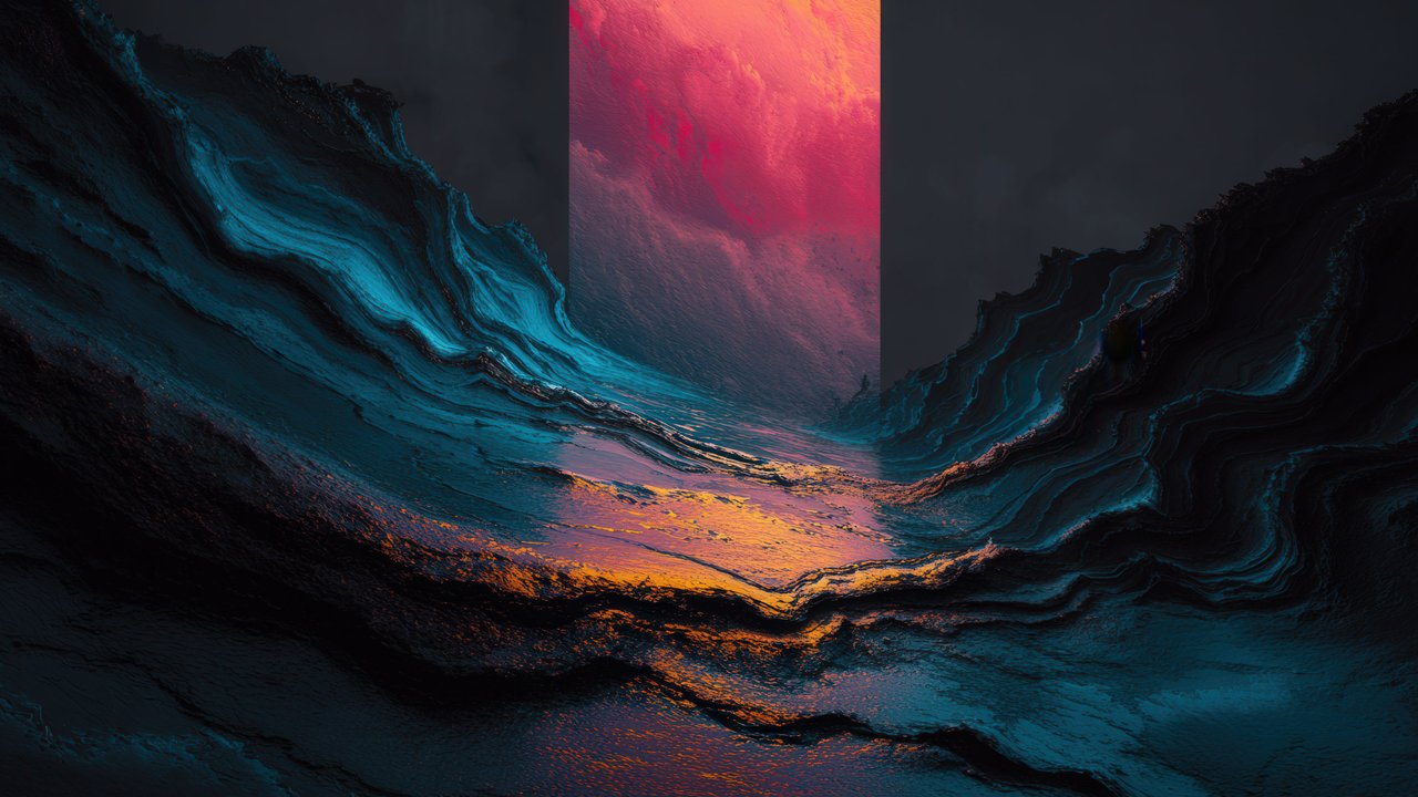 Abstract Textured Artwork Vibrant Dark Color Contrast