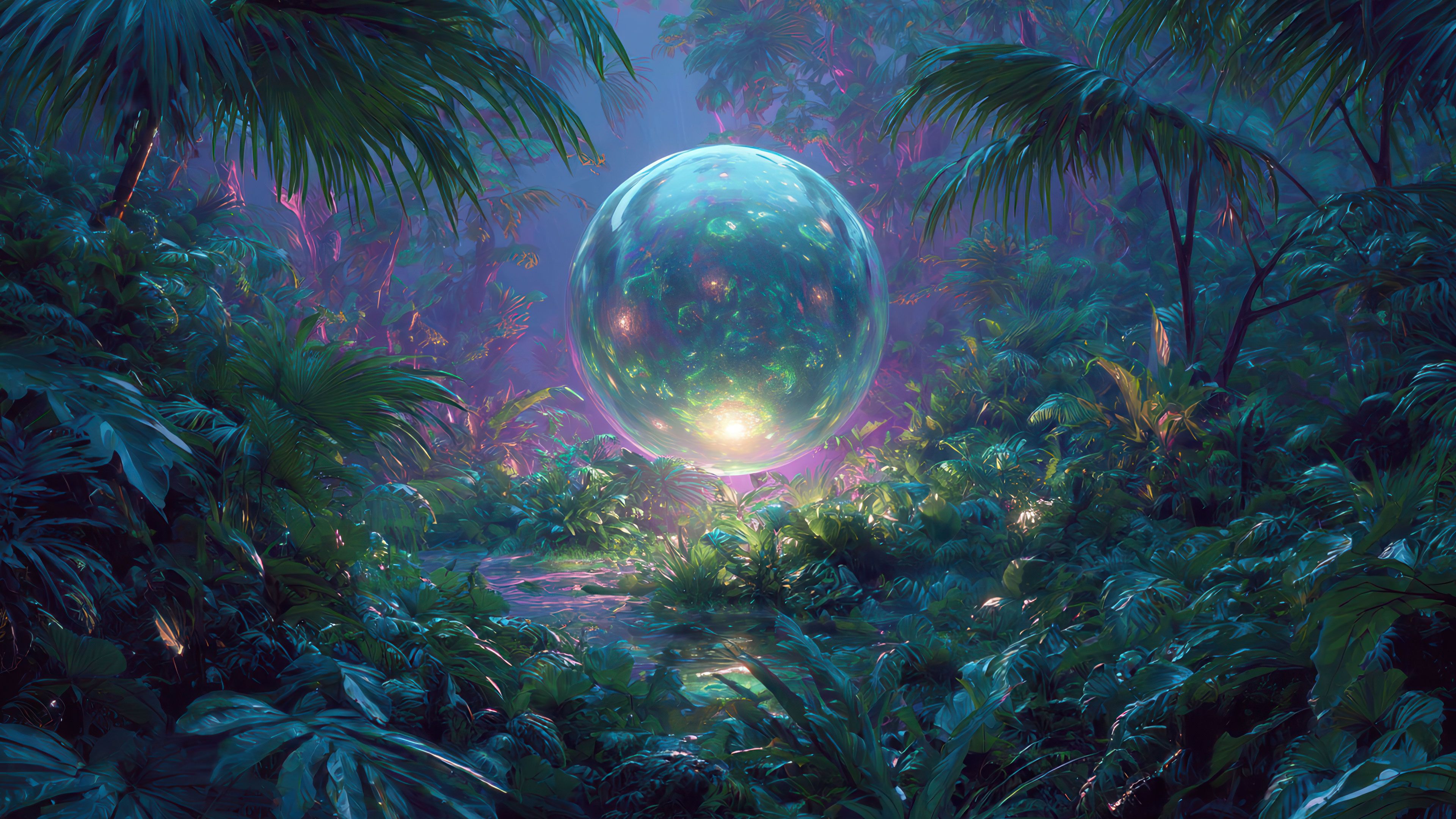 Cosmic Gem illuminating the Vibrant Alien Forest