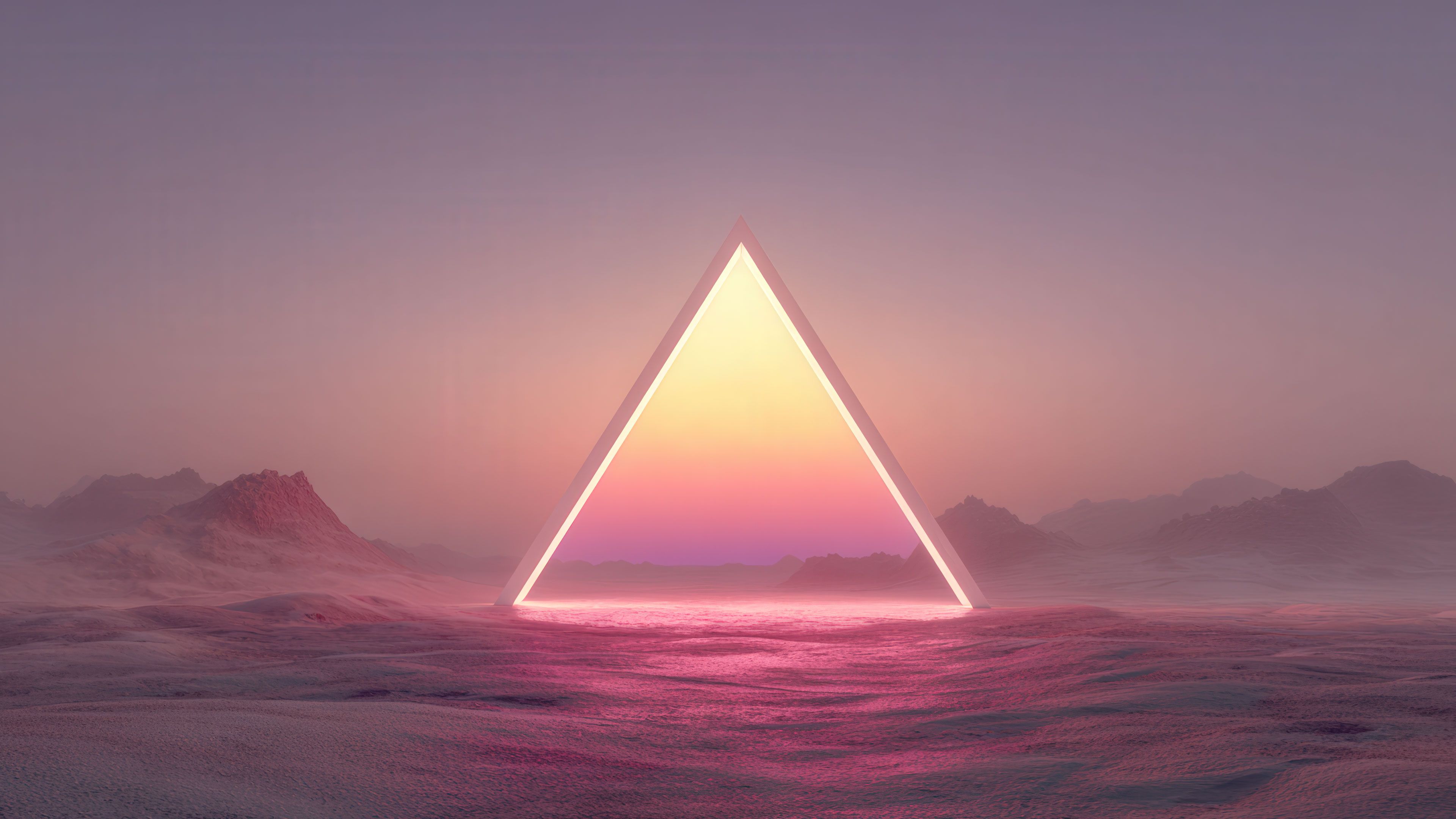 Ethereal Glowing Triangle Pink Desert
