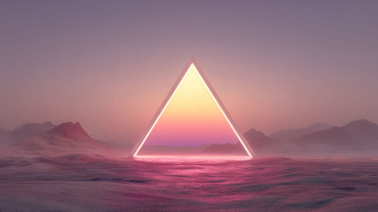 Ethereal Glowing Triangle Pink Desert
