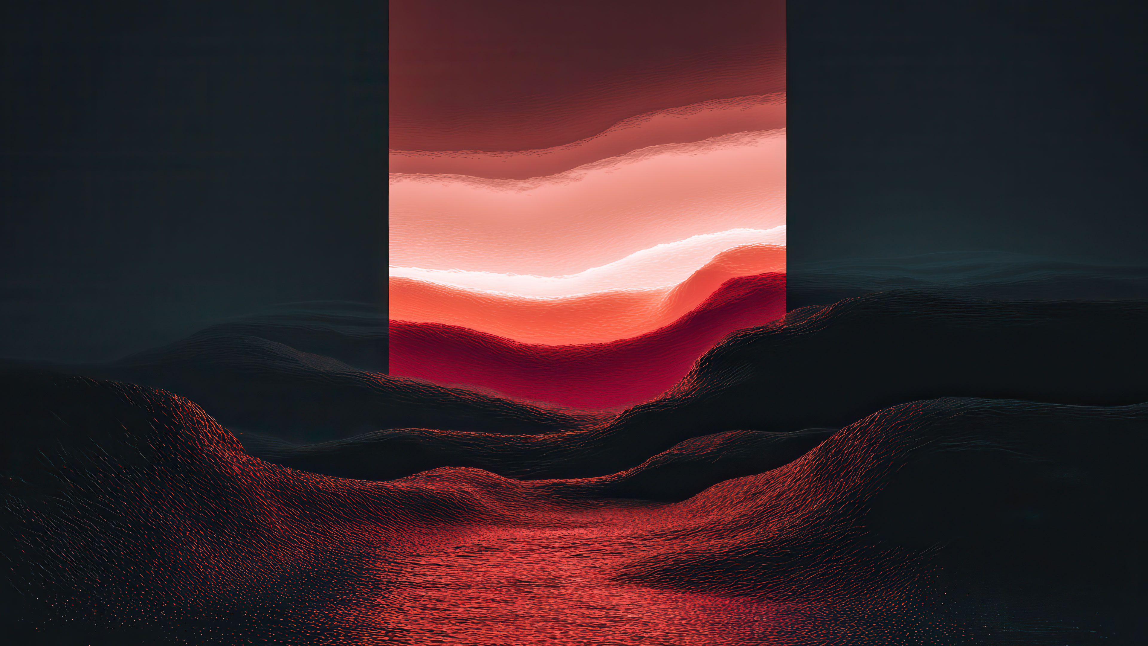 Abstract Dark Red Landscape Scene