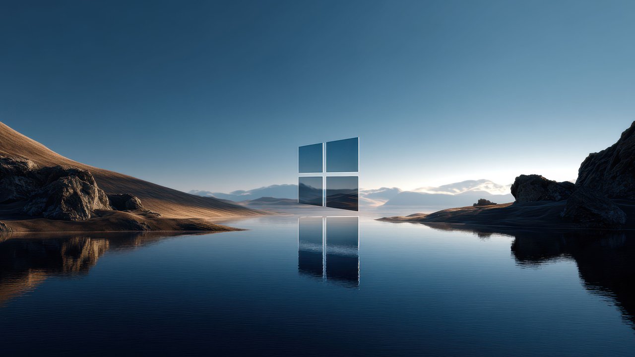 Reflective Windows Logo Over Serene Natural Waters