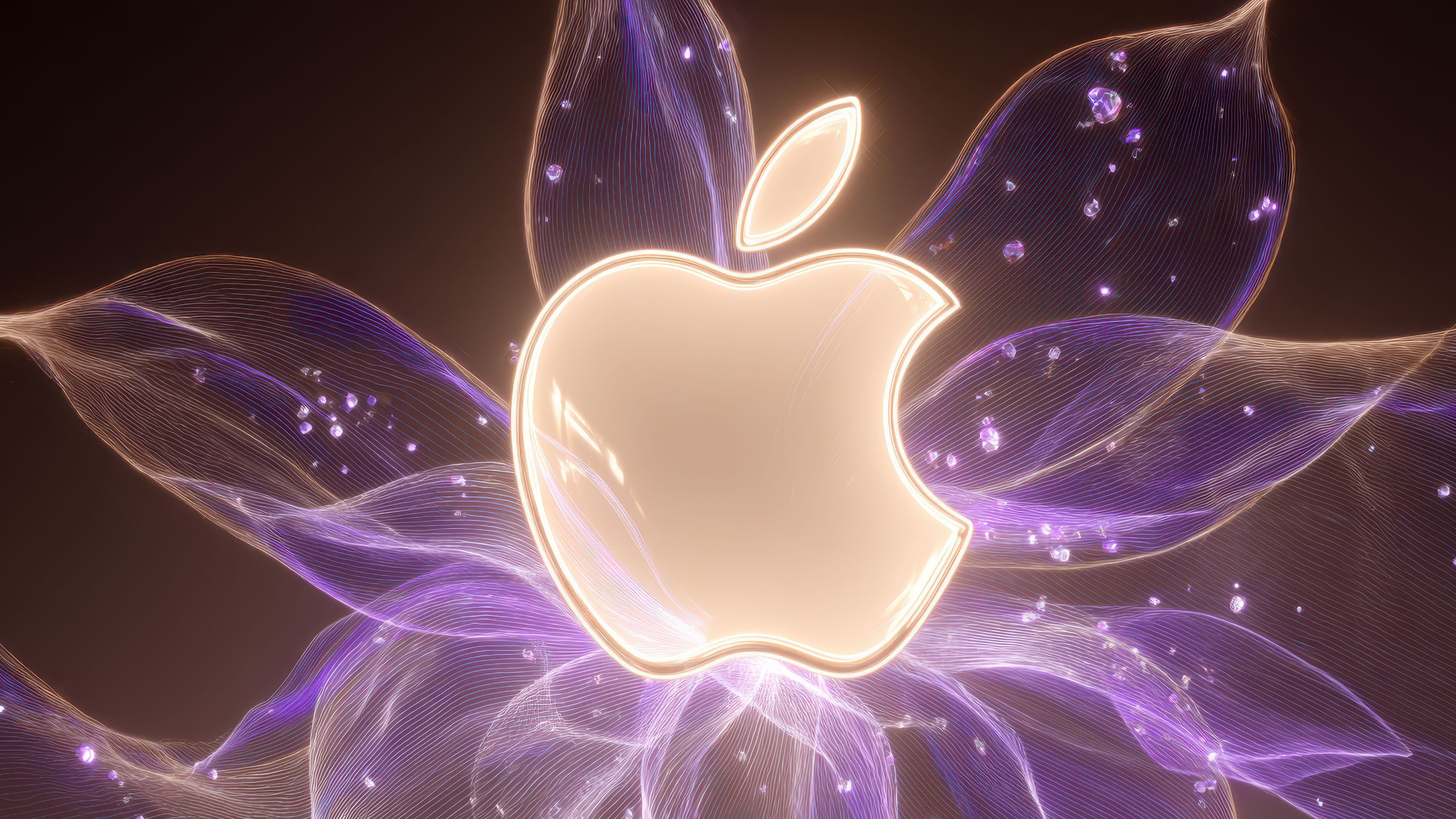 Apple Logo Glowing Abstract Organic Light Art