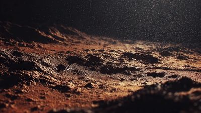 Alien world rocky ground starlit sky